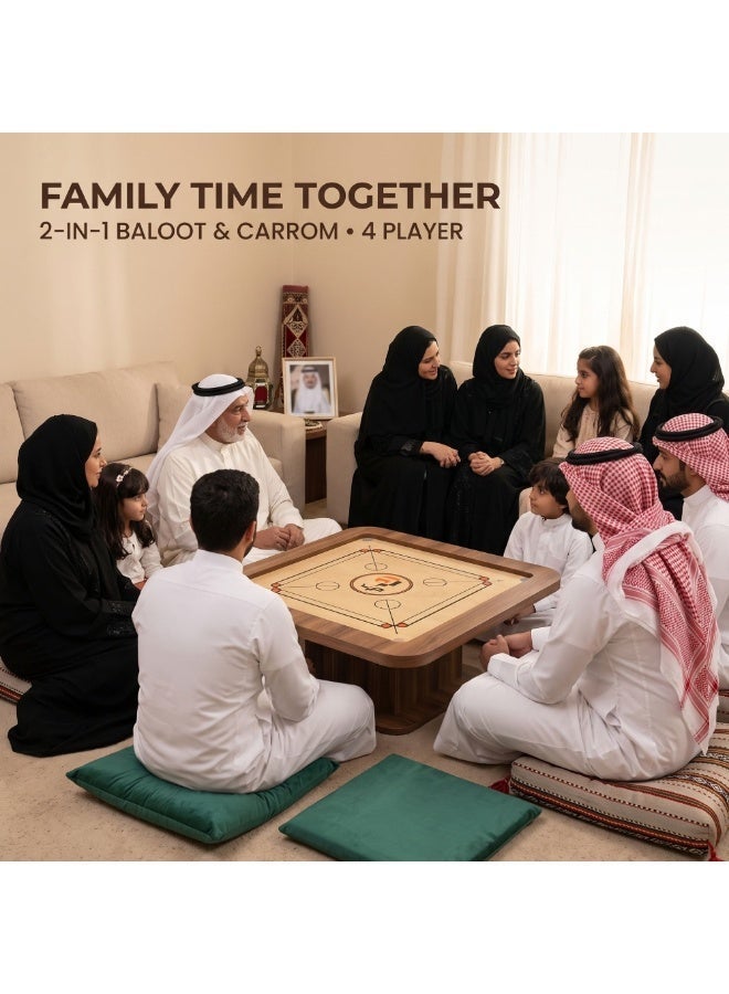 فور بلس طاولة "4P" للأرضية (2 في 1) لألعاب البلوت والكاروم - مناسبة للجلسات العائلية (اللون الأخضر) - Image 4