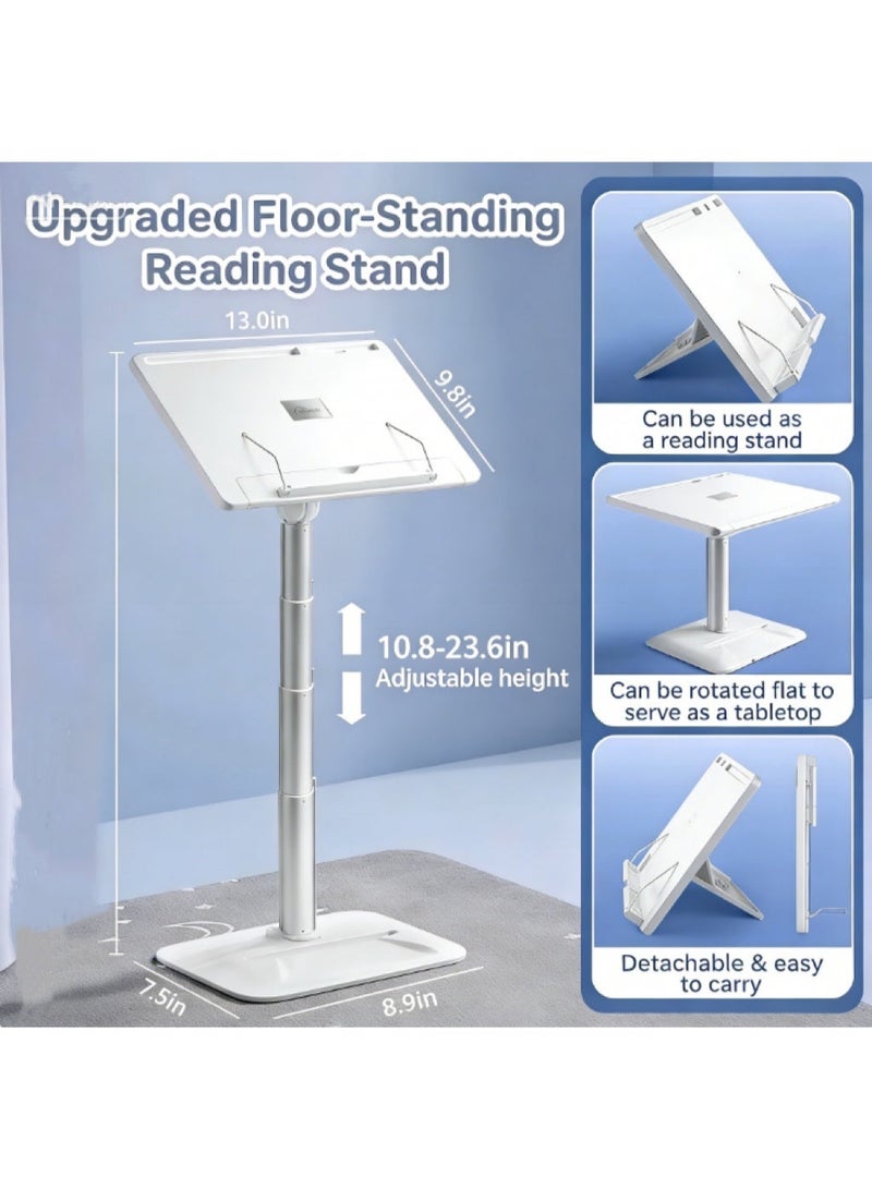 حامل قراءة أطفال بارتفاع قابل للتعديل، حامل كتب للأطفال للسرير والمكتب، حامل تلسكوبي من الخشب والألومنيوم للكتب السميكة، اللوحي، الكتاب المدرسي، التعلم - Image 1