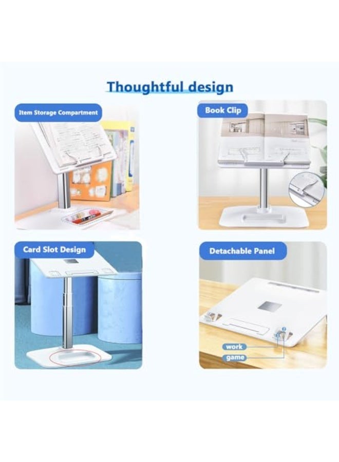 حامل قراءة أطفال بارتفاع قابل للتعديل، حامل كتب للأطفال للسرير والمكتب، حامل تلسكوبي من الخشب والألومنيوم للكتب السميكة، اللوحي، الكتاب المدرسي، التعلم - Image 2