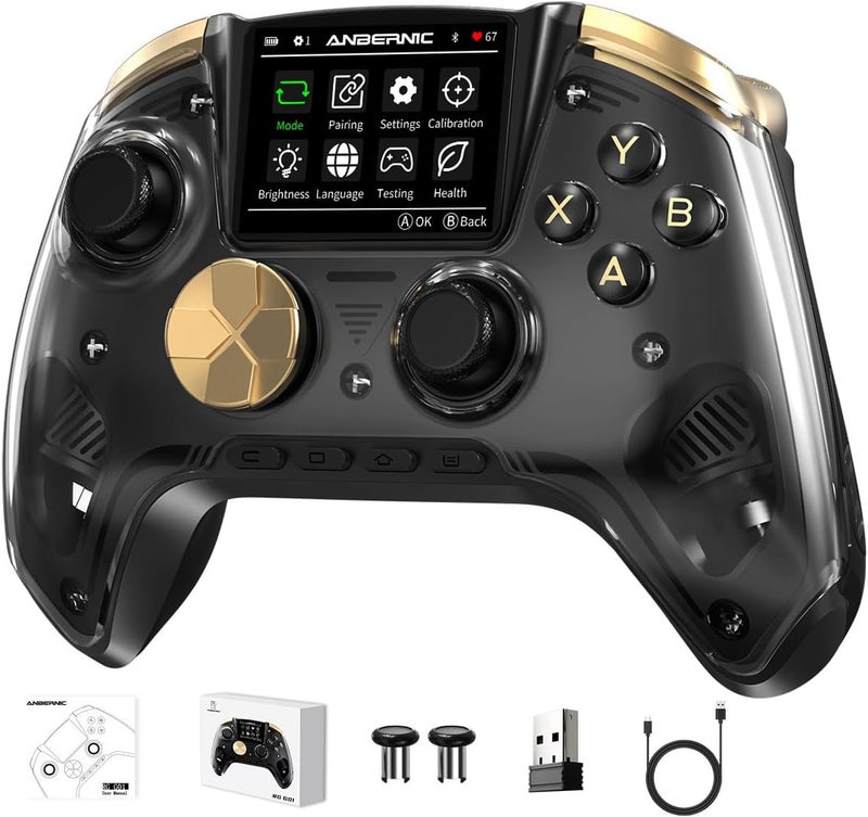 Voacle RG G01 Interactive Screen Wireless Gaming Controller Compatible with PC/Steam/Linux/Android/Switch/IOS 2.4G Wireless Bluetooth Controller Gamepad Hall Effect Triggers(Black) - Image 1