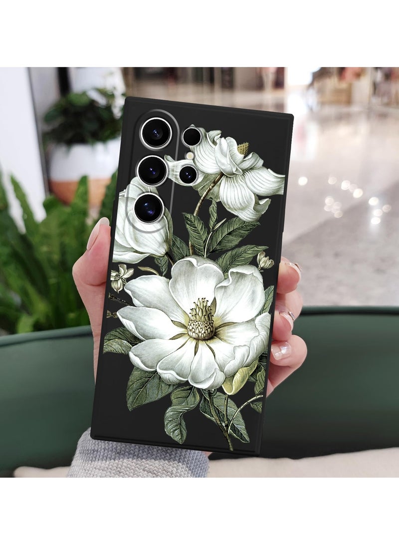 For Samsung S24 Ultra Case Flower Butterfly Pattern Design S24 Ultra Phone Cover Ultra Thin Soft Anti Drop Liquid Silicone Case for Samsung Galaxy S24 Ultra 6.8"-Cotton Black - Image 4