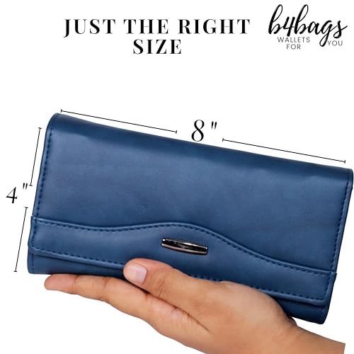 b4bags Ladies Purse for Women | Stylish Vegan Leather Hand Clutch for Daily Use | Wallet for Woman with Multi Compartment | Gifts for Woman (Blue) - Image 4