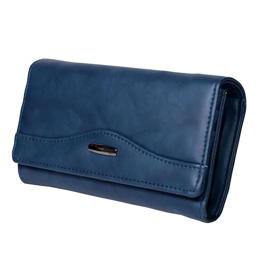 b4bags Ladies Purse for Women | Stylish Vegan Leather Hand Clutch for Daily Use | Wallet for Woman with Multi Compartment | Gifts for Woman (Blue) - Image 1