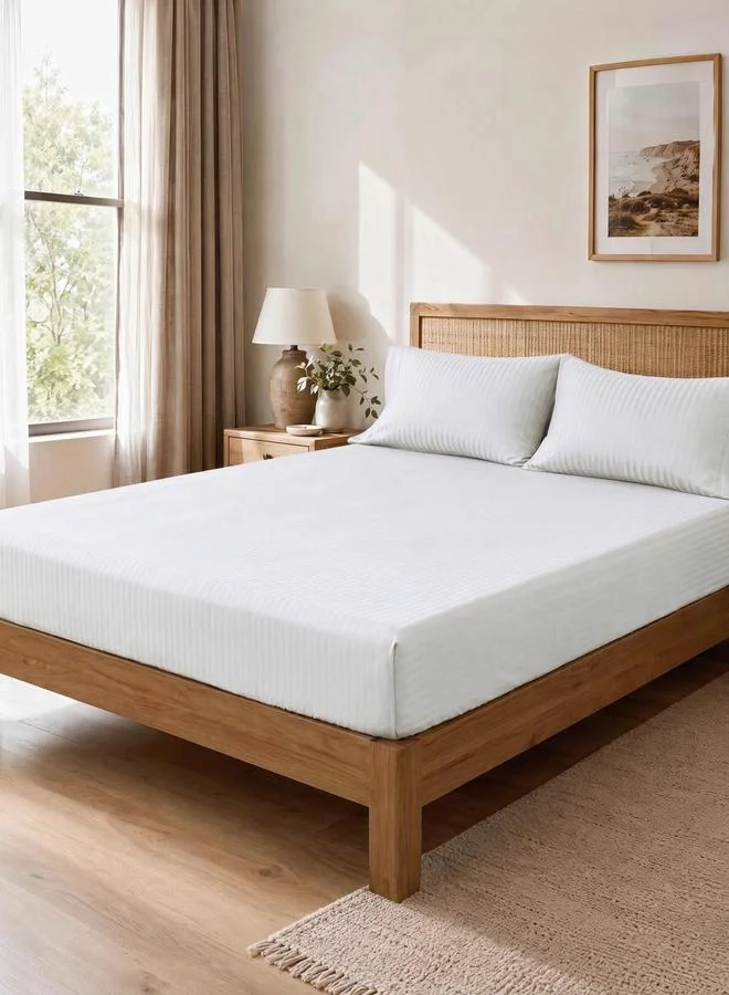 Styli 3-Piece Striped King Fitted Bedsheet Set with 2 Pillow Covers