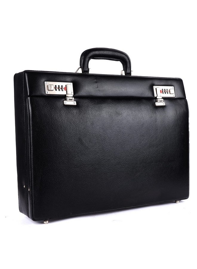 HAMMONDS FLYCATCHER Expandable Genuine Leather Briefcase for Men, Travel Office Bag with Dual Combination Lock Protection, Hand Bag for Men, Spacious Laptop Briefcase - Black - Image 1