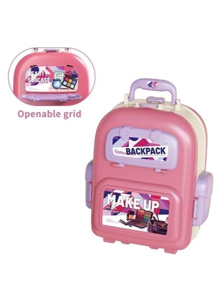 40-Piece Kids Makeup Backpack Portable Children’s Dressing Table Toy Vanity with Fashion Accessories Pretend Play Set - Image 4