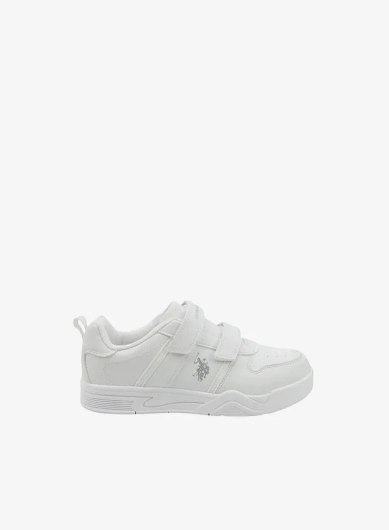 U.S. Polo Assn. Kids School Sneakers | White Hook & Loop Strap Shoes | Lightweight Non-Slip Casual Sports Shoes for Boys & Girls | Comfortable Everyday Walking Shoes