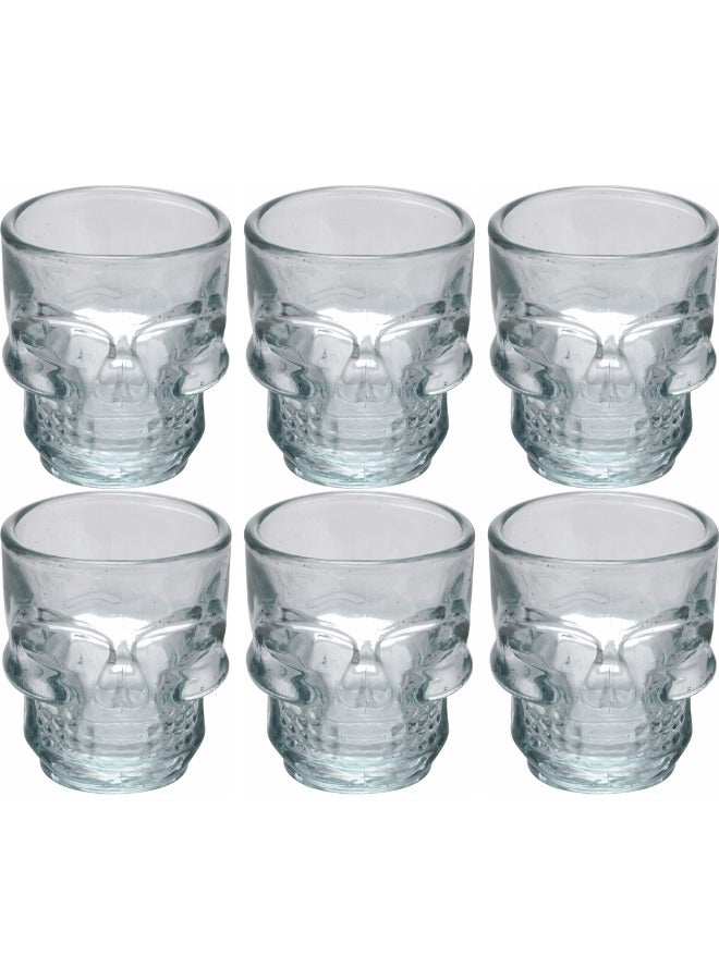 6 Pack Of Crystal Skull Glass Cup,Double Layer Transparent Skull Cup, Drinking Ware Mugs, 300ML  - Image 1