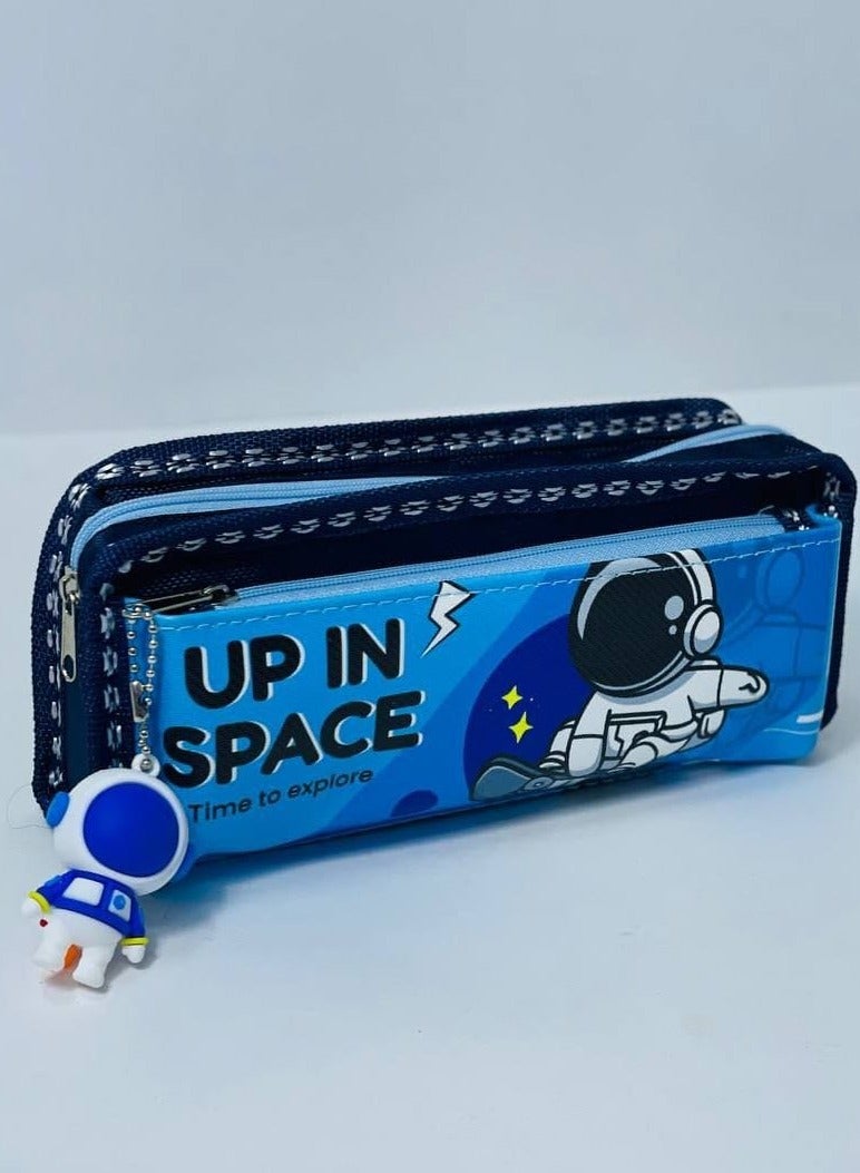 3D medallion pencil case, fabric material, 2 zippers, in different colors - Image 1