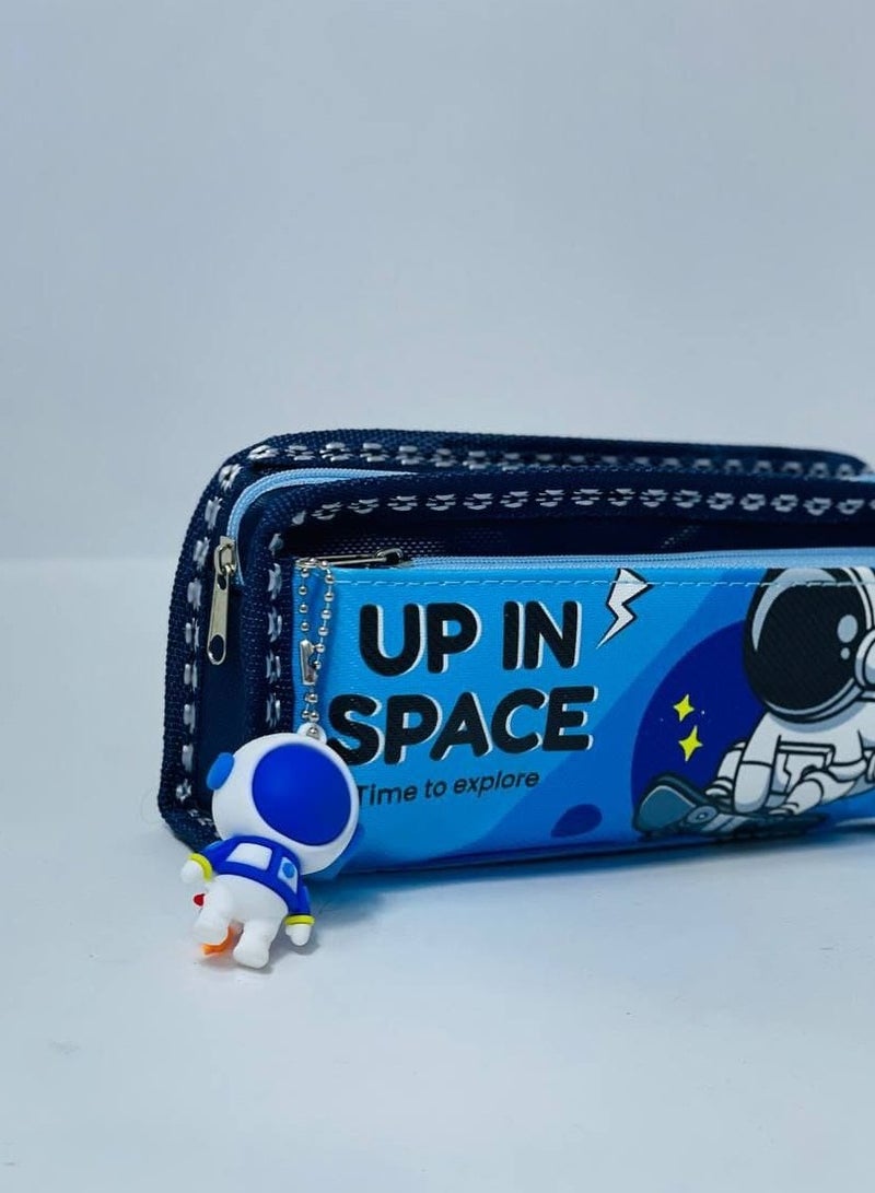 3D medallion pencil case, fabric material, 2 zippers, in different colors - Image 3