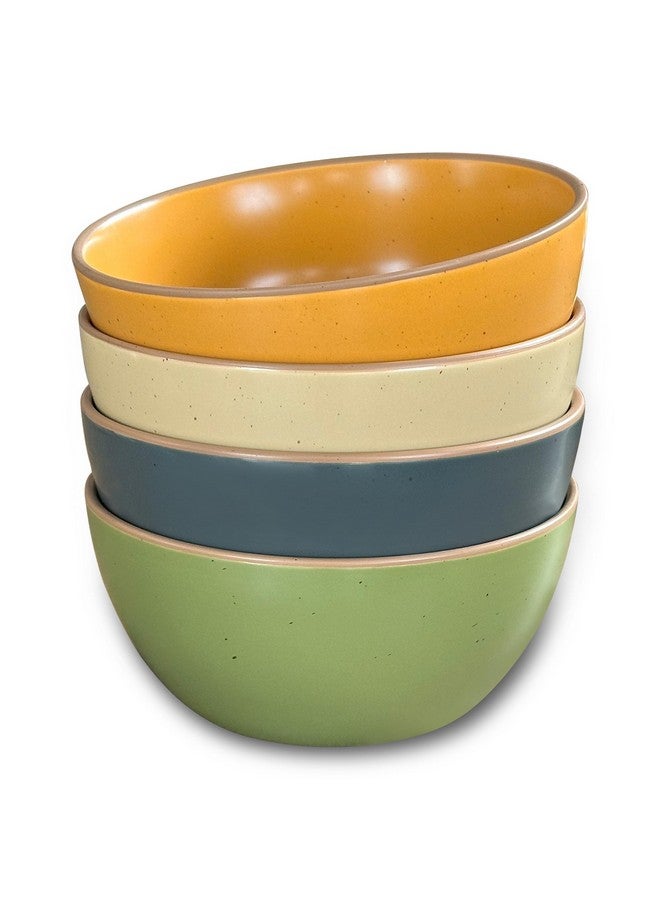 Mora Ceramic Artisan Matte Bowls For Kitchen 28oz - Bowl Set of 4 - For Cereal, Salad, Pasta, Soup, Dessert etc - Dishwasher, Microwave, and Oven Safe - For Breakfast, Lunch and Dinner - Safari Colors - Image 1