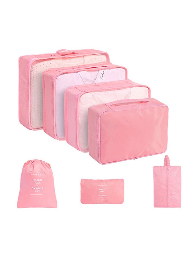 Travel Organizer Folding Set Toiletries Cosmetic Bag Clothes Shoes Digital Storage Bag Drawstring Luggage Travel Bag Blue Pink  - Image 1