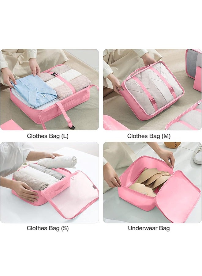 Travel Organizer Folding Set Toiletries Cosmetic Bag Clothes Shoes Digital Storage Bag Drawstring Luggage Travel Bag Blue Pink  - Image 3