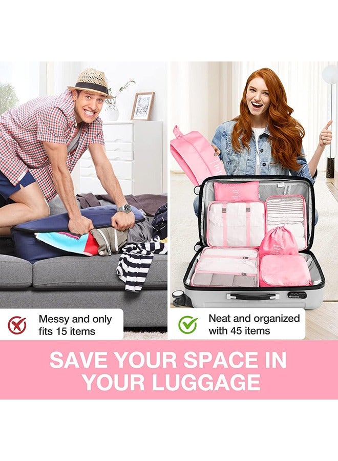 Travel Organizer Folding Set Toiletries Cosmetic Bag Clothes Shoes Digital Storage Bag Drawstring Luggage Travel Bag Blue Pink  - Image 5