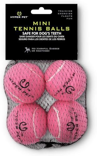 Hyper Pet MINI Tennis Balls for Dogs Safe Dog Ball Tennis Balls for Exercise Training Interactive Toys work with Hyper Pet K9 Kannon MINI Dog Ball Launcher 4 Pack Pink - Image 1