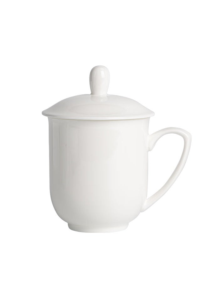 JD.com Jd Jingzao Ceramic Tea Cup With Lid For Office Meeting, White, 360Ml, Pack Of 10 - Image 5