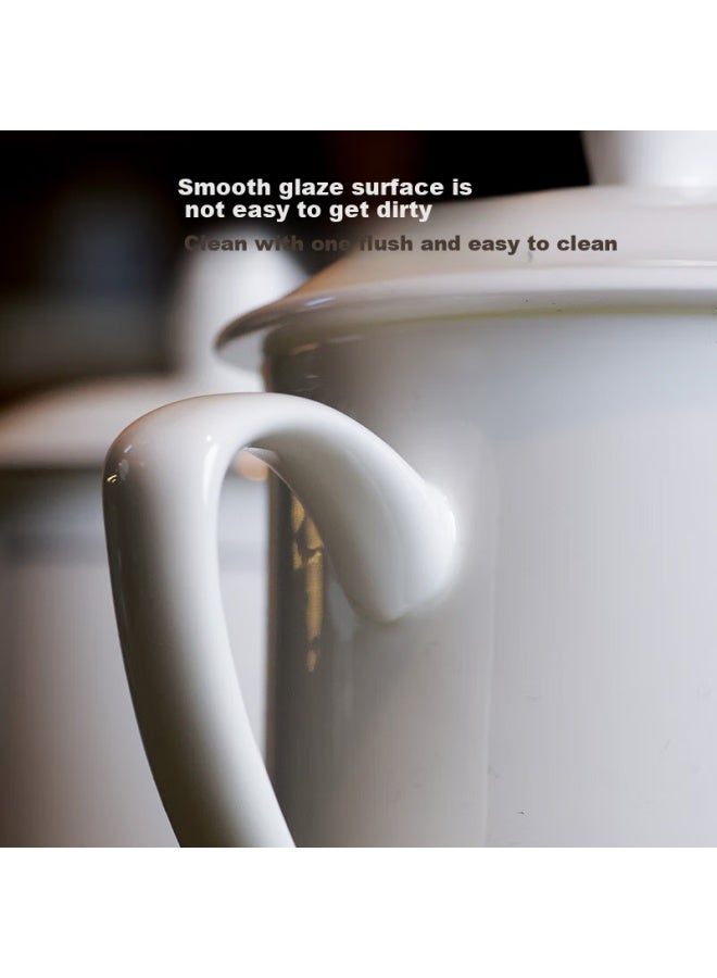 JD.com Jd Jingzao Ceramic Tea Cup With Lid For Office Meeting, White, 360Ml, Pack Of 10 - Image 3