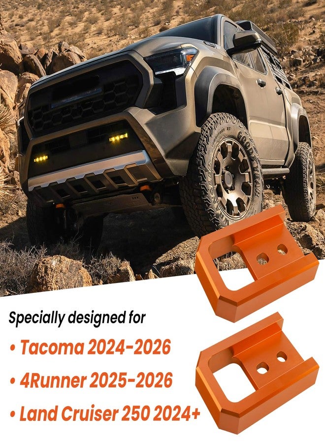 TECHPICCO Tow Hooks for Tacoma 2024-2026/4Runner 2025-2026/Land Cruiser 250 2024-2025, Car Tow Hooks Compatible with Toyota Tacoma/4Runner/Land Cruiser 250 Accessories (Orange) - Image 2