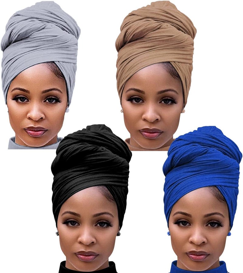 Harewom Head Wraps for Black Women Stretch Head Scarf Long African Hair Wraps Turban Headwraps Jersey Headbands - Image 1
