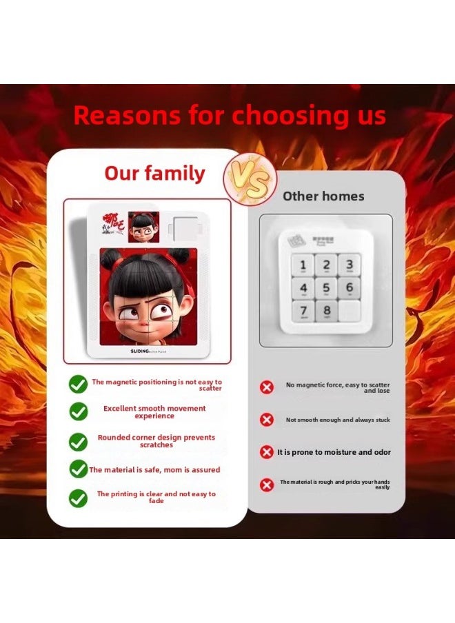 Generic - Nezha Huarong Road Magnetic Edition Mathematical Number Sliding Puzzle Game Nezha Children's Educational Toys For Primary School Students-Color:Magnetic Set ✅ Nezha B + Ao Bing ⭐ [huarong Road Sliding Puzzle] - Image 1