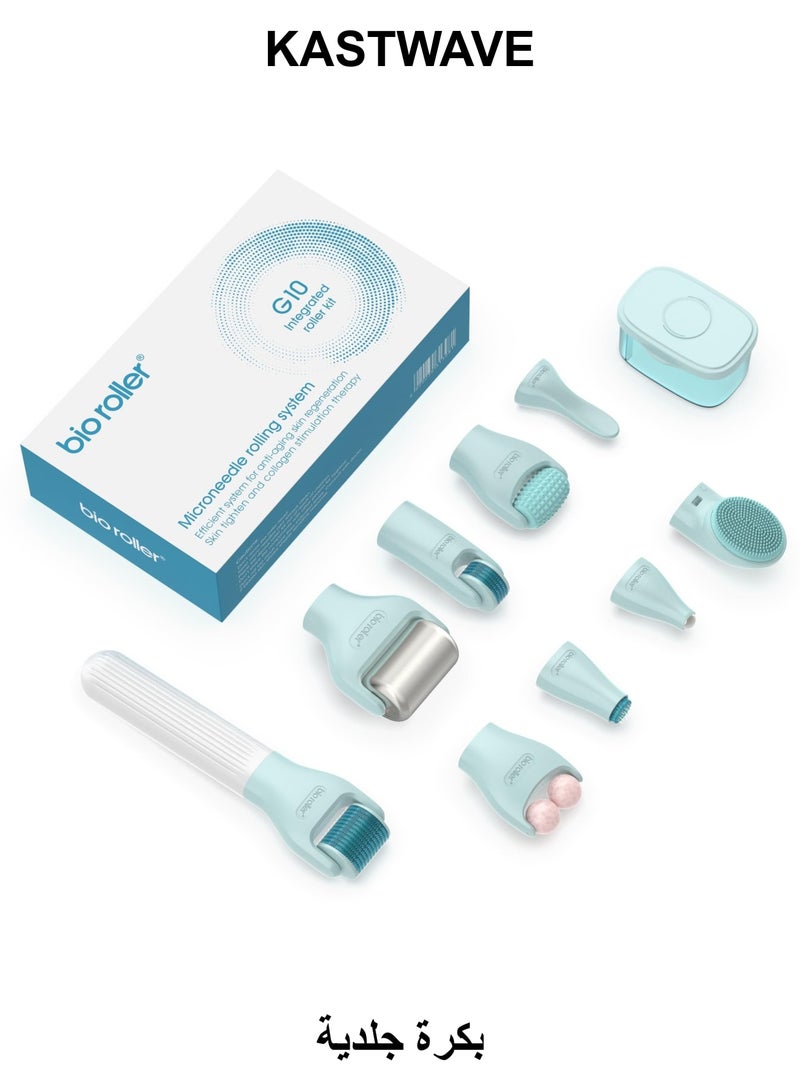 KASTWAVE Bioroller Derma Roller Kit, 0.25mm Microneedling Roller Microneedle Dermaroller, Facial Beauty Roller Skin Care Tools, Ice Roller Microneedling Facial Cleaning Brush With Travel Case - Image 1