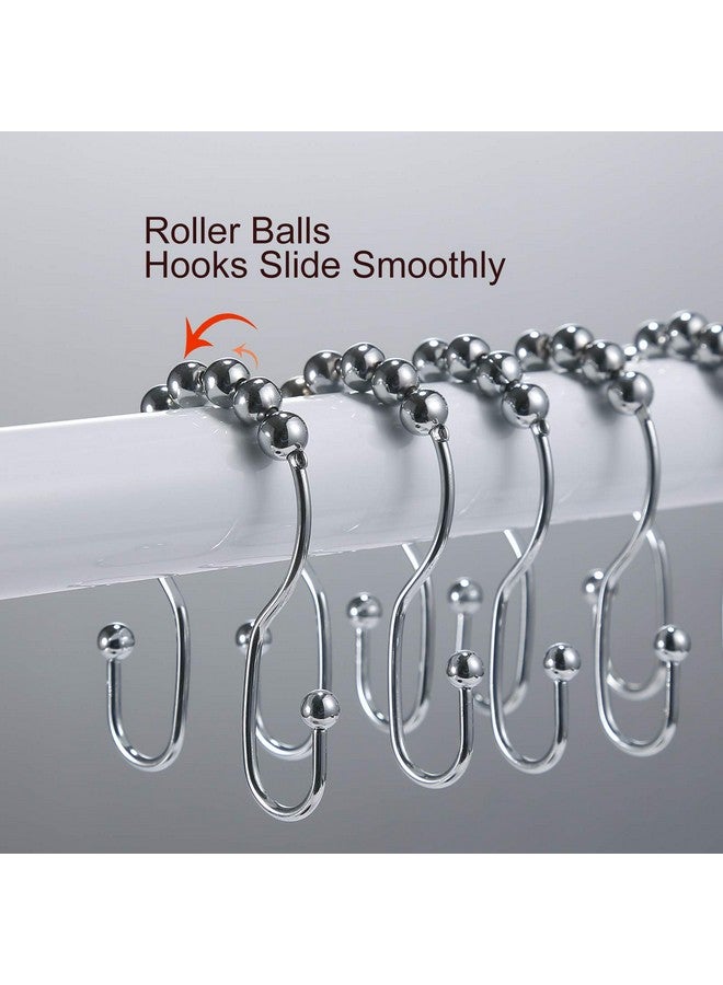 Goowin Goowin Shower Curtain Hooks, 12 Pcs Shower Curtain Rings, Stainless Steel Silver Shower Curtain Hooks Rings Rust Proof, Smooth Sliding Anti-Drop Double Shower Hooks for Shower Curtain, Rods (Chrome)  - Image 4