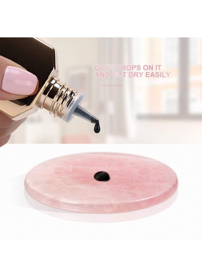 Beaupretty 2 Pieces Grafted Eyelash Jade Stones Eyelash Extension Glue Pallet Holder Round Pallet Pad Resin Nail Art Plate Palette Makeup Palette (Pink)  - Image 4