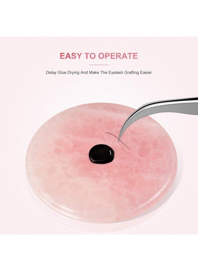 Beaupretty 2 Pieces Grafted Eyelash Jade Stones Eyelash Extension Glue Pallet Holder Round Pallet Pad Resin Nail Art Plate Palette Makeup Palette (Pink)  - Image 3