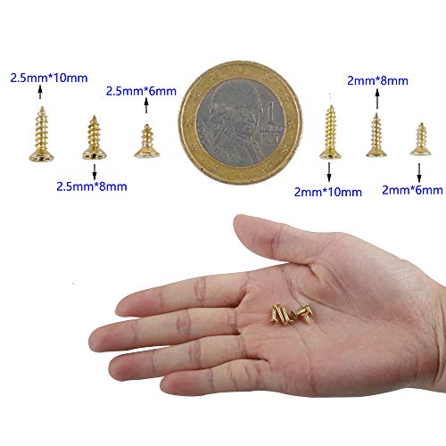newlng 1200pcs Small Screws Phillips Flat Head Cross Self Tapping Tiny Screw Cabinet Electronic Accessories Screw Multifunctional DIY Micro Woodworking Mini Screw Set Gold - Image 4