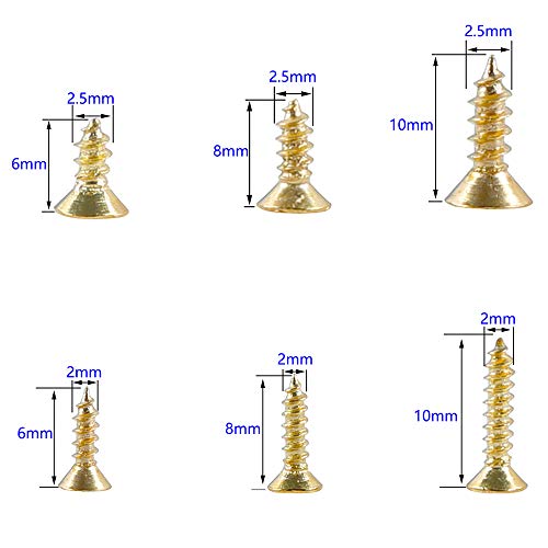 newlng 1200pcs Small Screws Phillips Flat Head Cross Self Tapping Tiny Screw Cabinet Electronic Accessories Screw Multifunctional DIY Micro Woodworking Mini Screw Set Gold - Image 2
