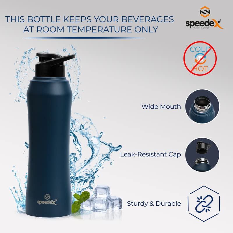 Speedex Stainless Steel Dark Blue Water Bottle 1 Litre with Sipper Cap – Leak-Proof, Durable, Lightweight | Ideal for Kids, Adults, Office, School, Travel | Pack of 2, Set of 2, Combo of 2 1000ml Each - Image 5