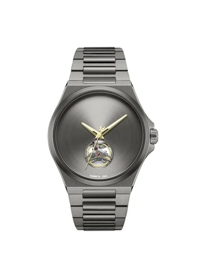 Kenneth Cole New York Verrazzano Men's 43.5mm Automatic Watch with Gunmetal Dial & Stainless Steel Bracelet