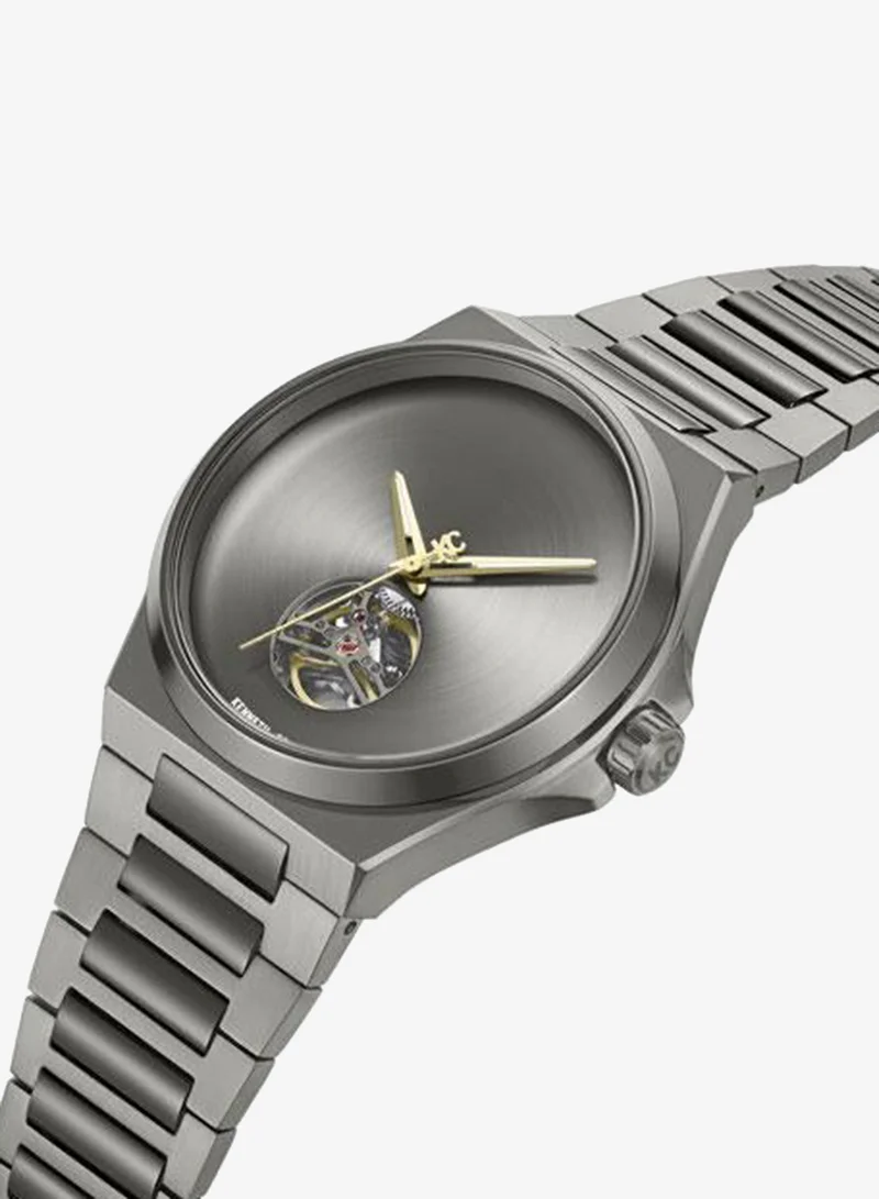 Kenneth Cole New York Verrazzano Men's 43.5mm Automatic Watch with Gunmetal Dial & Stainless Steel Bracelet