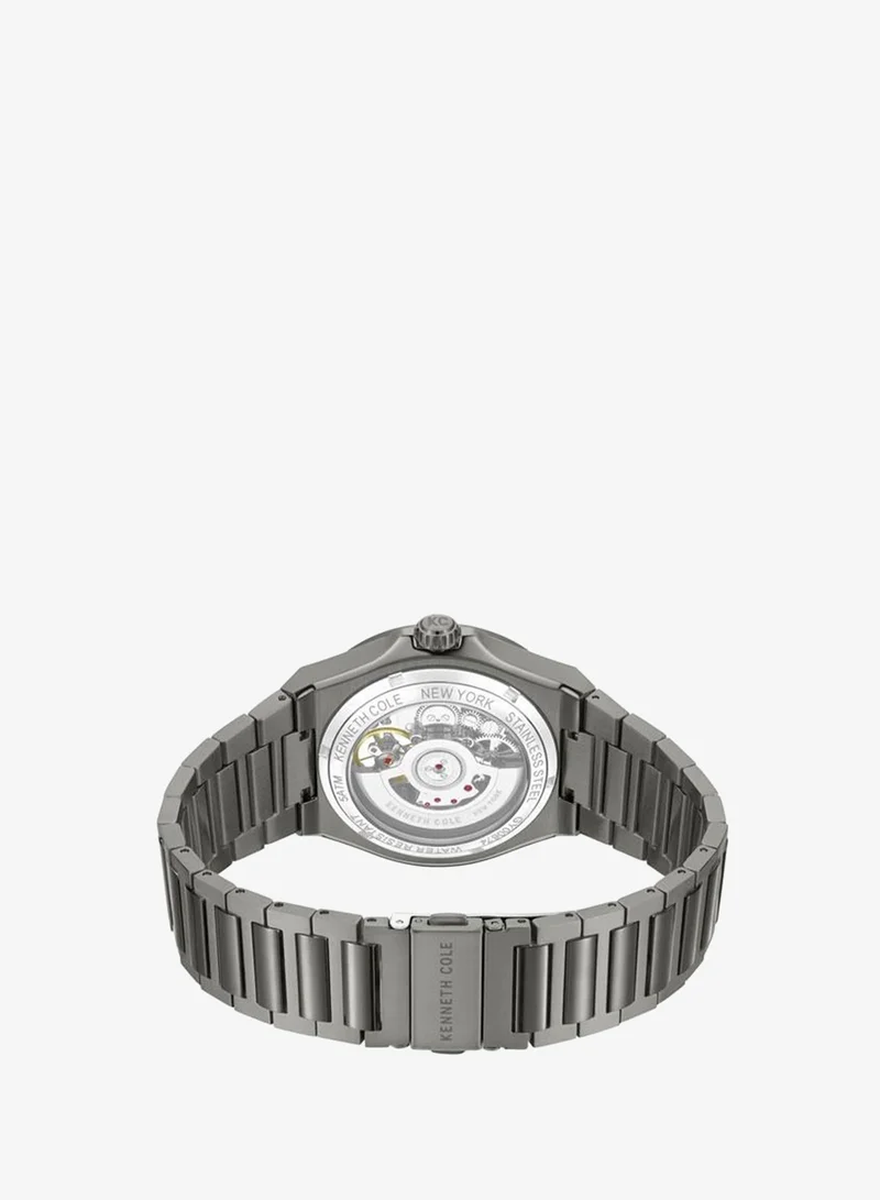 Kenneth Cole New York Gunmetal Verrazzano Men's 43.5mm Automatic Watch with Gunmetal Dial & Stainless Steel Bracelet for Men | Best Price UAE