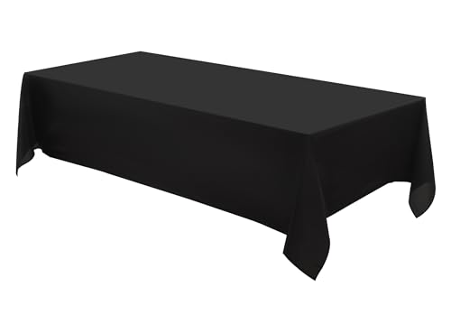 Aocoz Rectangular Tablecloth 90x132 Inch  Black Table Cloths Stain Resistant Decorative Washable Polyester Rectangle Tablecloths for Dining Table Banquets Buffet Parties and Wedding