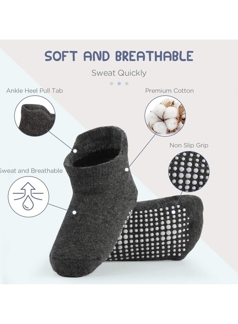 6 Pairs Of Cotton Toddler Non-Slip Cotton Socks - Anti-Skid Baby Crew Ankle Socks for Boys & Girls, Soft & Breathable, Multicolor (0-5 Years) - Image 3