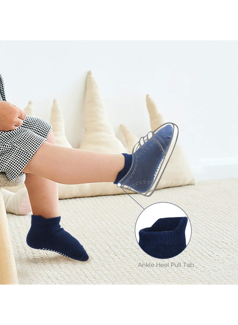6 Pairs Of Cotton Toddler Non-Slip Cotton Socks - Anti-Skid Baby Crew Ankle Socks for Boys & Girls, Soft & Breathable, Multicolor (0-5 Years) - Image 5