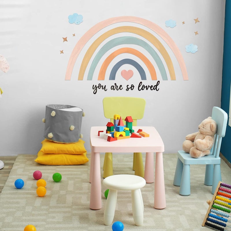 Containlol Rainbows Wall Decal, Rainbow Stickers Large Rainbow Wall Decor Peel and Stick Wallpaper for Girl Bedroom Baby Shower Nursery Kid Playroom Decor You are So Loved 30 x 14 inch (Pink Blue) - Image 5