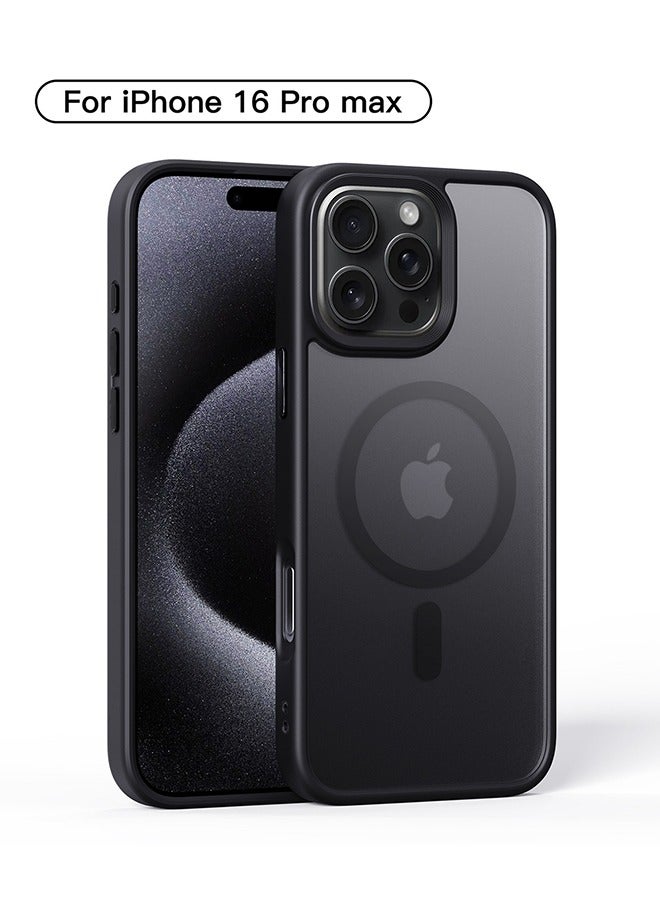iPhone 16 Pro Max MagSafe Case, Magnetic Shockproof Protection Cover, Translucent Matte Phone Case with Strong Magnet, Slim Case for Apple 16 Pro Max 6.9 Inch (2024)(Black) - Image 1