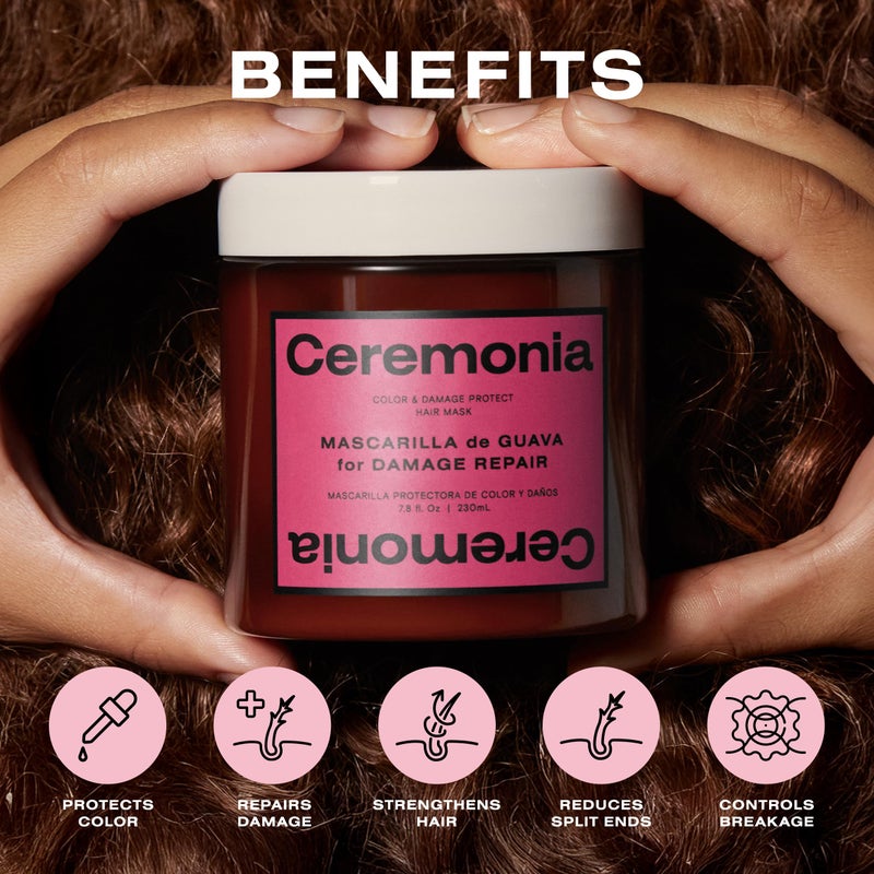 Ceremonia Guava Hair Mask Color Protection and Damage Repair with Agave, 7.8 Fl Oz | 230 mL - Image 3