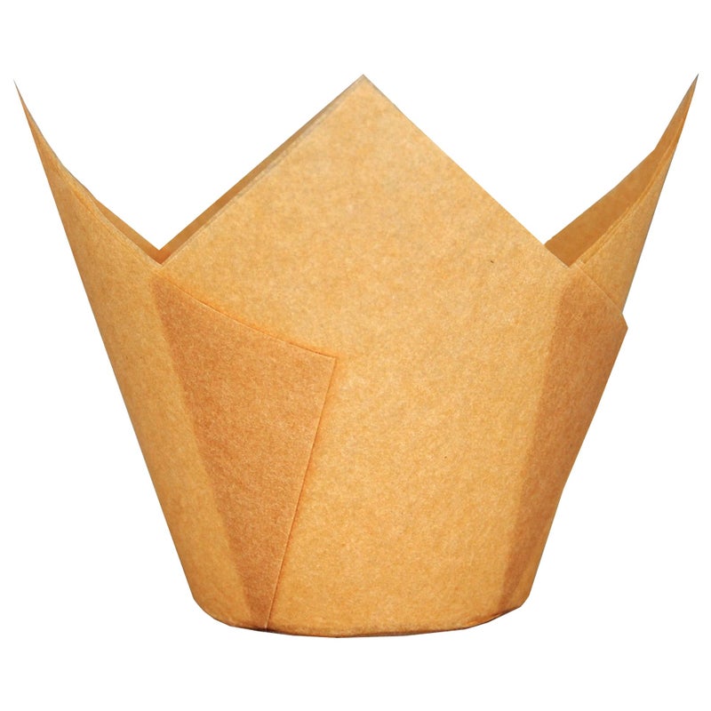 QLSmypkg Extra Large Jumbo Muffin Greaseproof paper Baking cupcake cups, 2-1/4" x 3-3/4" Natural Tulip Baking Cup Case of 125 pcs (Extra Large) (125) - Image 1