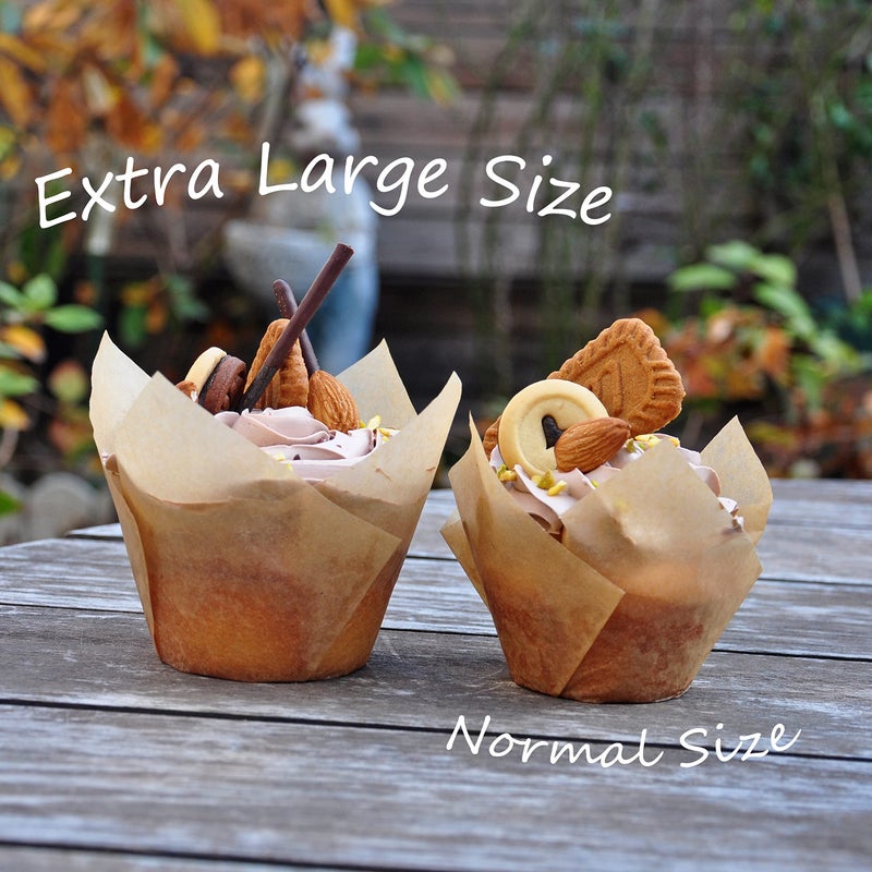 QLSmypkg Extra Large Jumbo Muffin Greaseproof paper Baking cupcake cups, 2-1/4" x 3-3/4" Natural Tulip Baking Cup Case of 125 pcs (Extra Large) (125) - Image 4