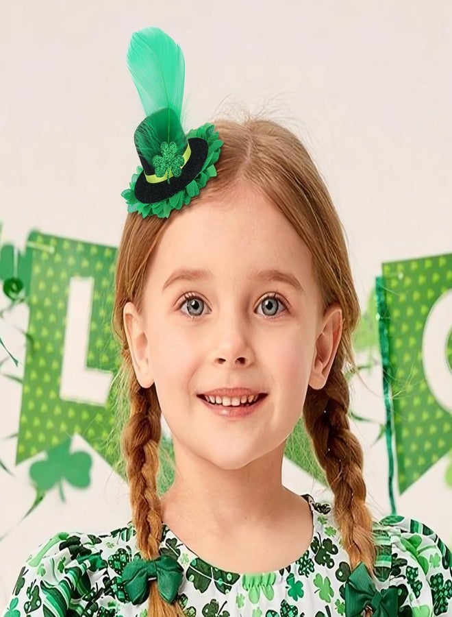 ONENINEDREAM Leprechaun Top Hat Hair Bow Clips St Patrick Day Green Hat Alligator Hair Clips for Girls Infant Clover Shamrock Clip St.Patrick Hair Accessories Gift - Image 2