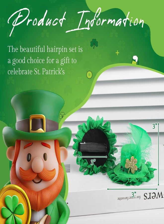 ONENINEDREAM Leprechaun Top Hat Hair Bow Clips St Patrick Day Green Hat Alligator Hair Clips for Girls Infant Clover Shamrock Clip St.Patrick Hair Accessories Gift - Image 4