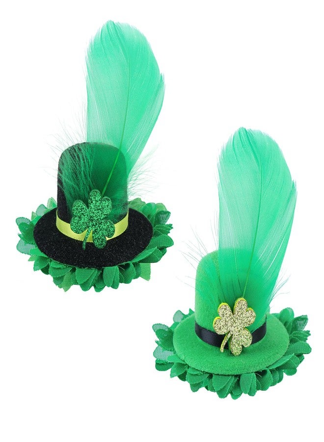 ONENINEDREAM Leprechaun Top Hat Hair Bow Clips St Patrick Day Green Hat Alligator Hair Clips for Girls Infant Clover Shamrock Clip St.Patrick Hair Accessories Gift - Image 1