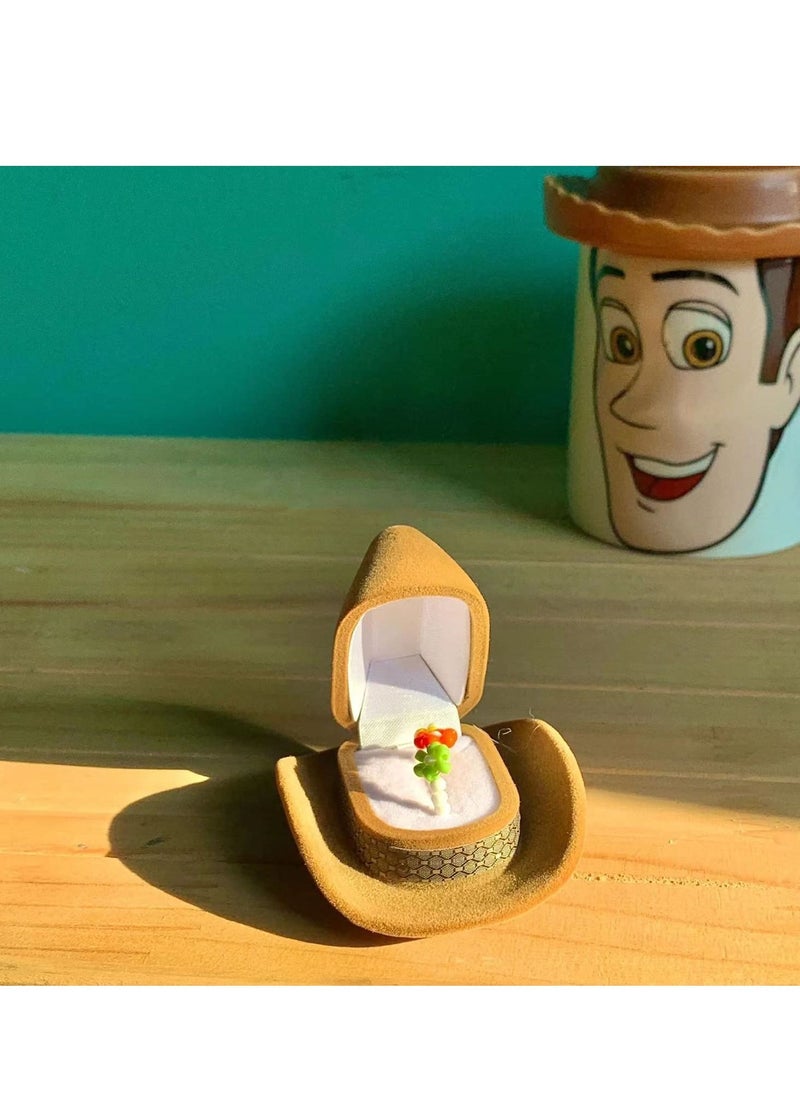 SYOSI - Jewelry Box, Creative Cowboy Hat Jewelry Case, Small Jewelry Box Travel Case, Premium Fashion Velvet Ring Box, Western Cowboy Hat Jewelry Organizer, Vintage Ring Box for Wedding Ceremony (Brown) - Image 1