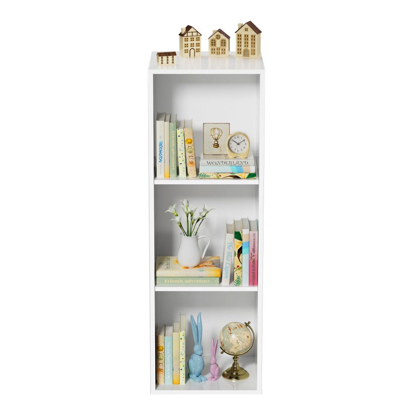Nestwise 3 Tier Bookshelf, Narrow Bookcase for Small Spaces, Wooden Book Case Bookshelves Storage Organizer for Bedroom Living Room Home Office (White, 3 Cube) - Image 5