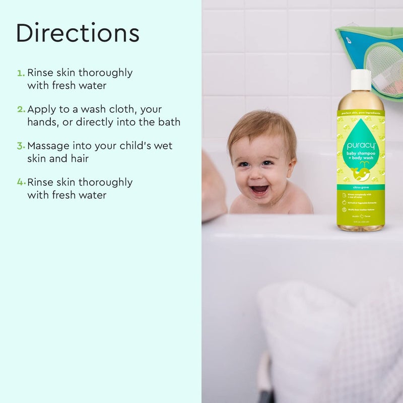 Puracy Shampoo & Body Wash for Children, Gently Scented Natural Baby Wash for Sensitive Skin, Plant-Based Baby Shampoo and Daily Bath Soap, Nourishes & Protects, 12 Ounce - Image 5