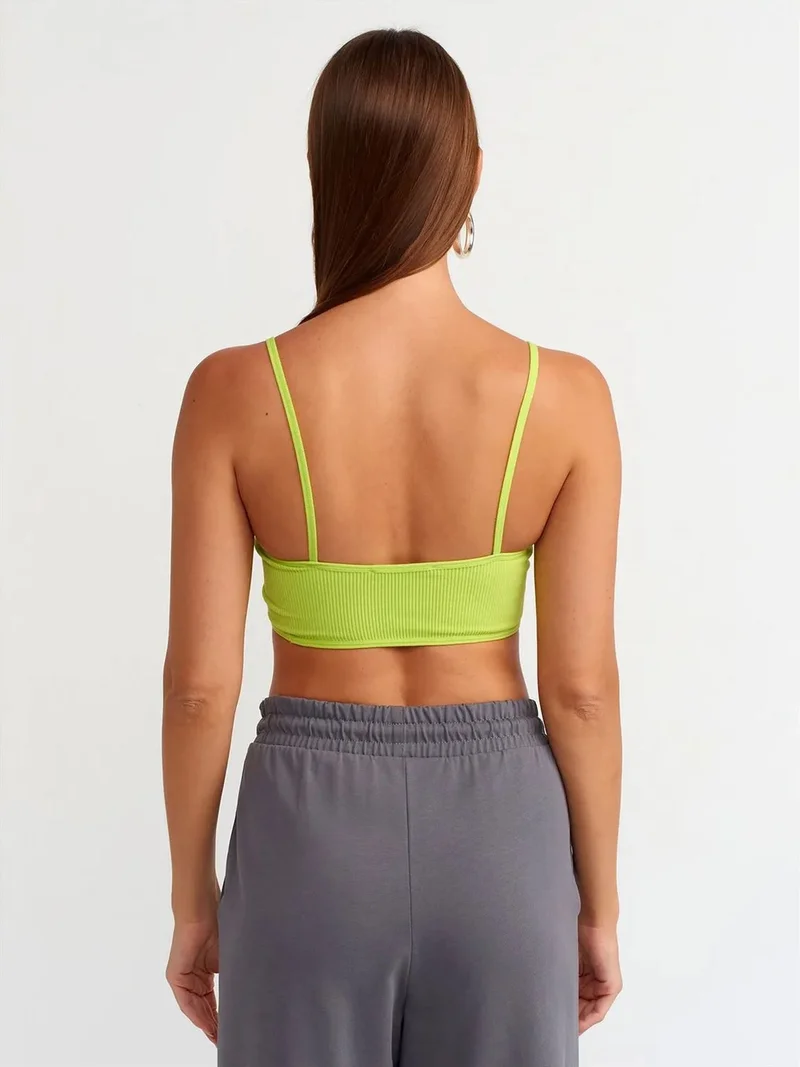 ديلفين Dilvin Ribbed V-neck Crop Bralet Top