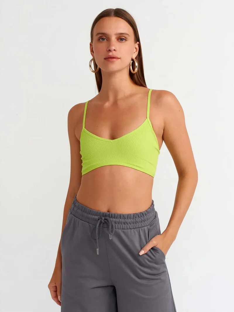 ديلفين Dilvin Ribbed V-neck Crop Bralet Top